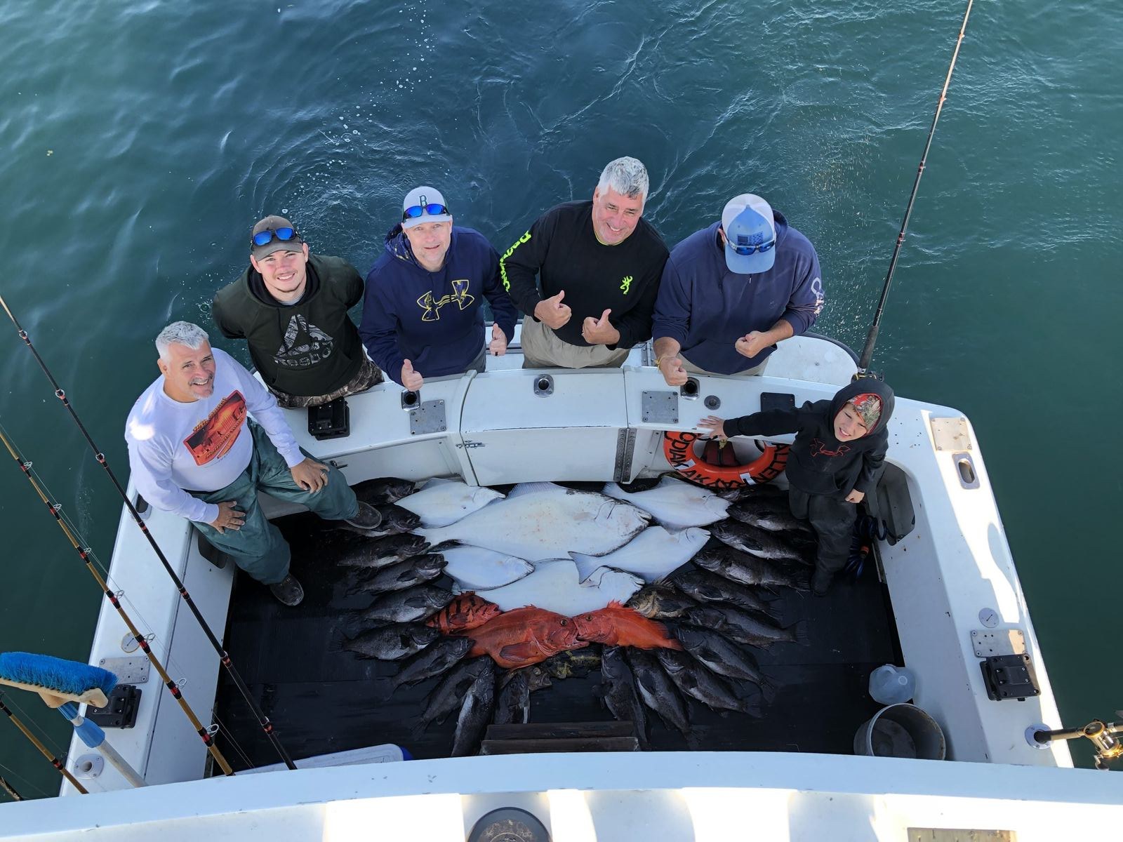 A full deck of halibut and rockfish aboard Swoboda Charters